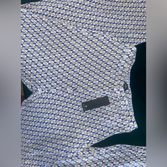 NWT Miami Afternoons Blue Multi Geo Print Plisse Wide-Leg Pants - Picture 6 of 6